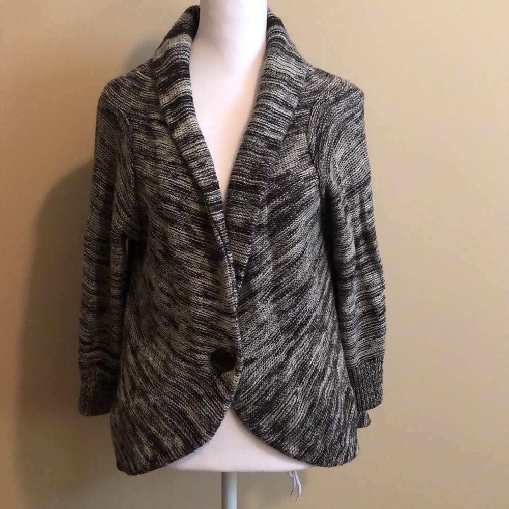 DKNYC black & white one-button cardigan